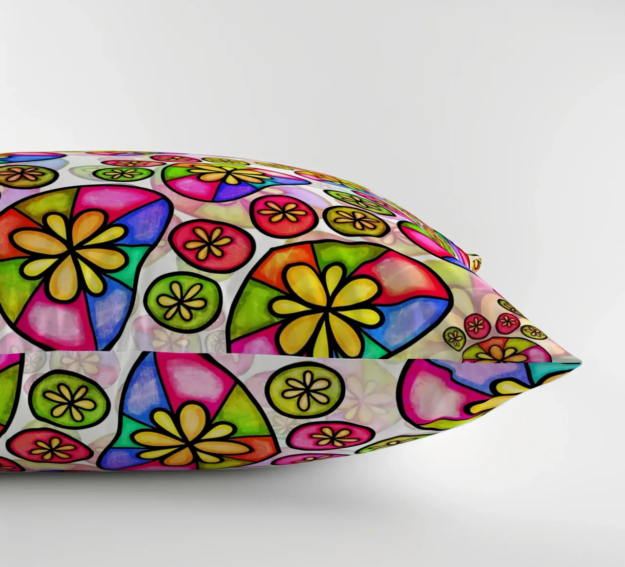 Doodle Paw Print Parade decorative cushion by Happy Littles