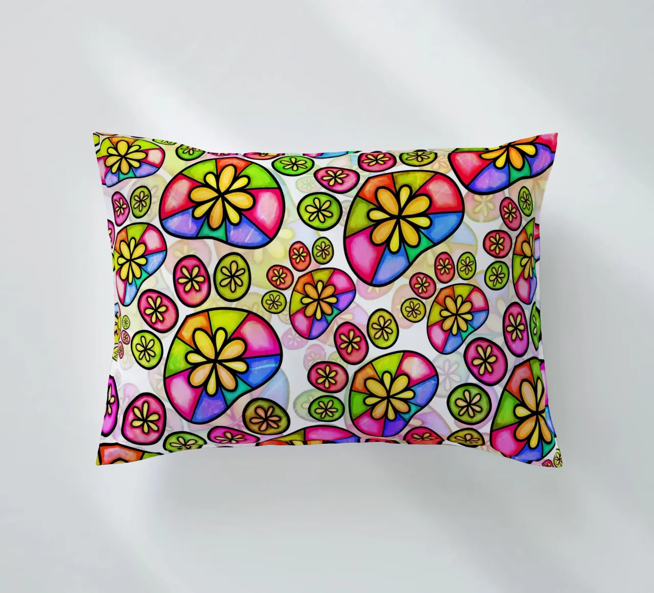 Doodle Paw Print Parade decorative cushion by Happy Littles