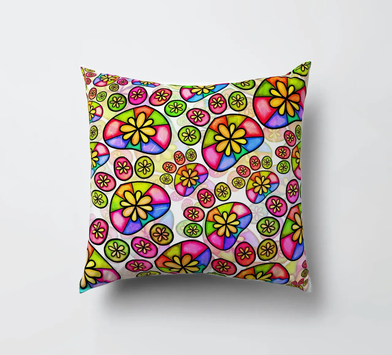 Doodle Paw Print Parade decorative cushion by Happy Littles
