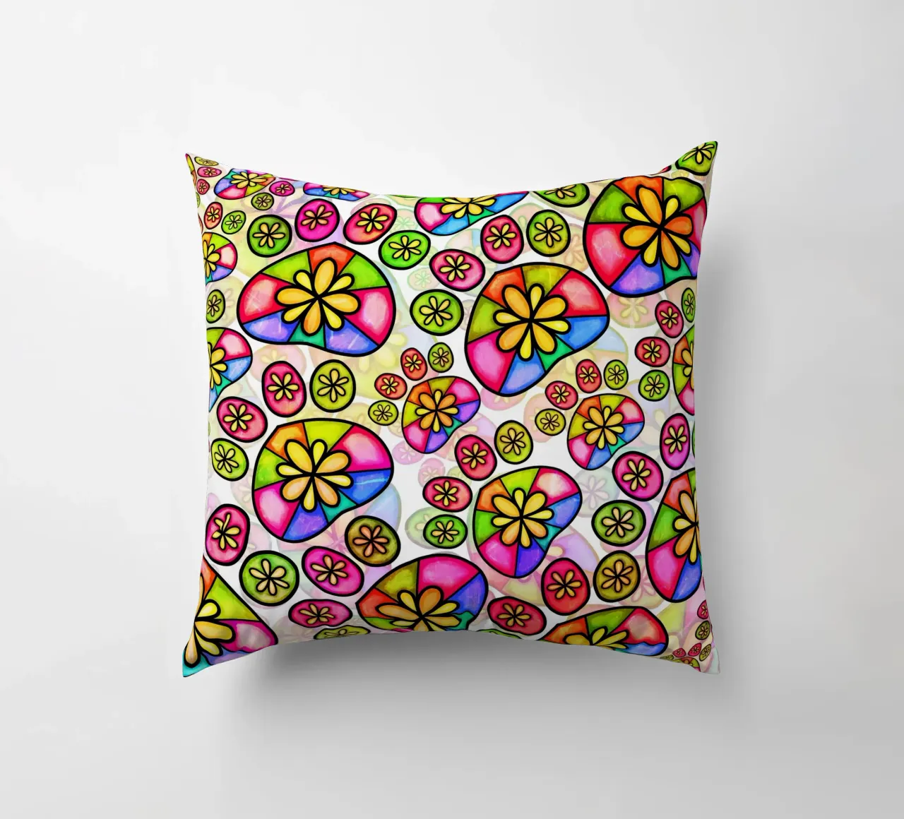 Doodle Paw Print Parade decorative cushion by Happy Littles