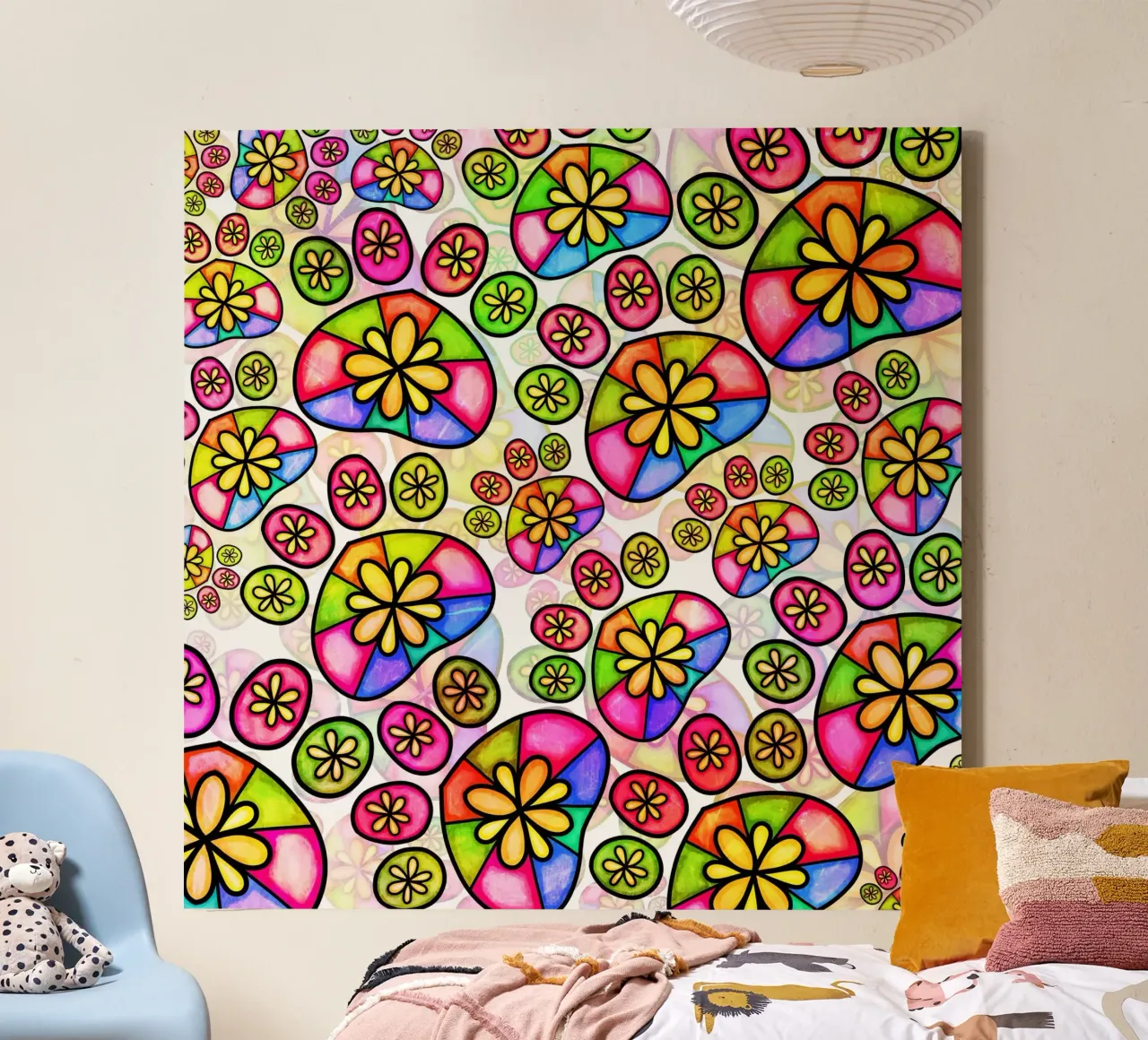 Doodle Paw Print Parade canvas by Happy Littles