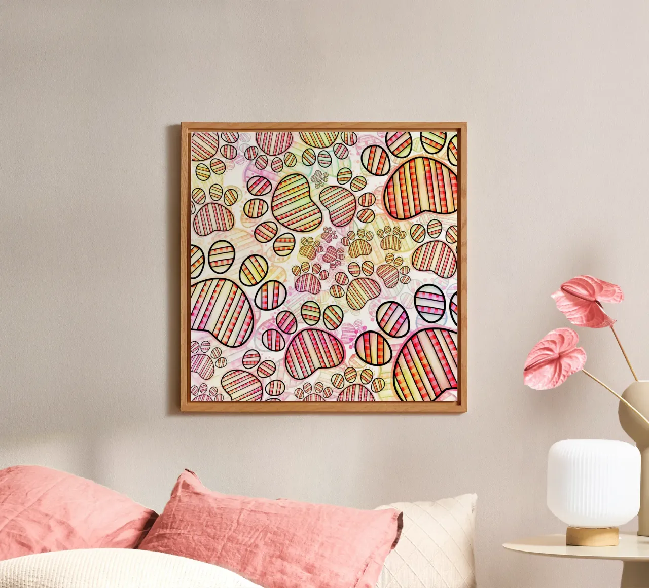 Doodle Paw Print Parade alu-dibond by Happy Littles