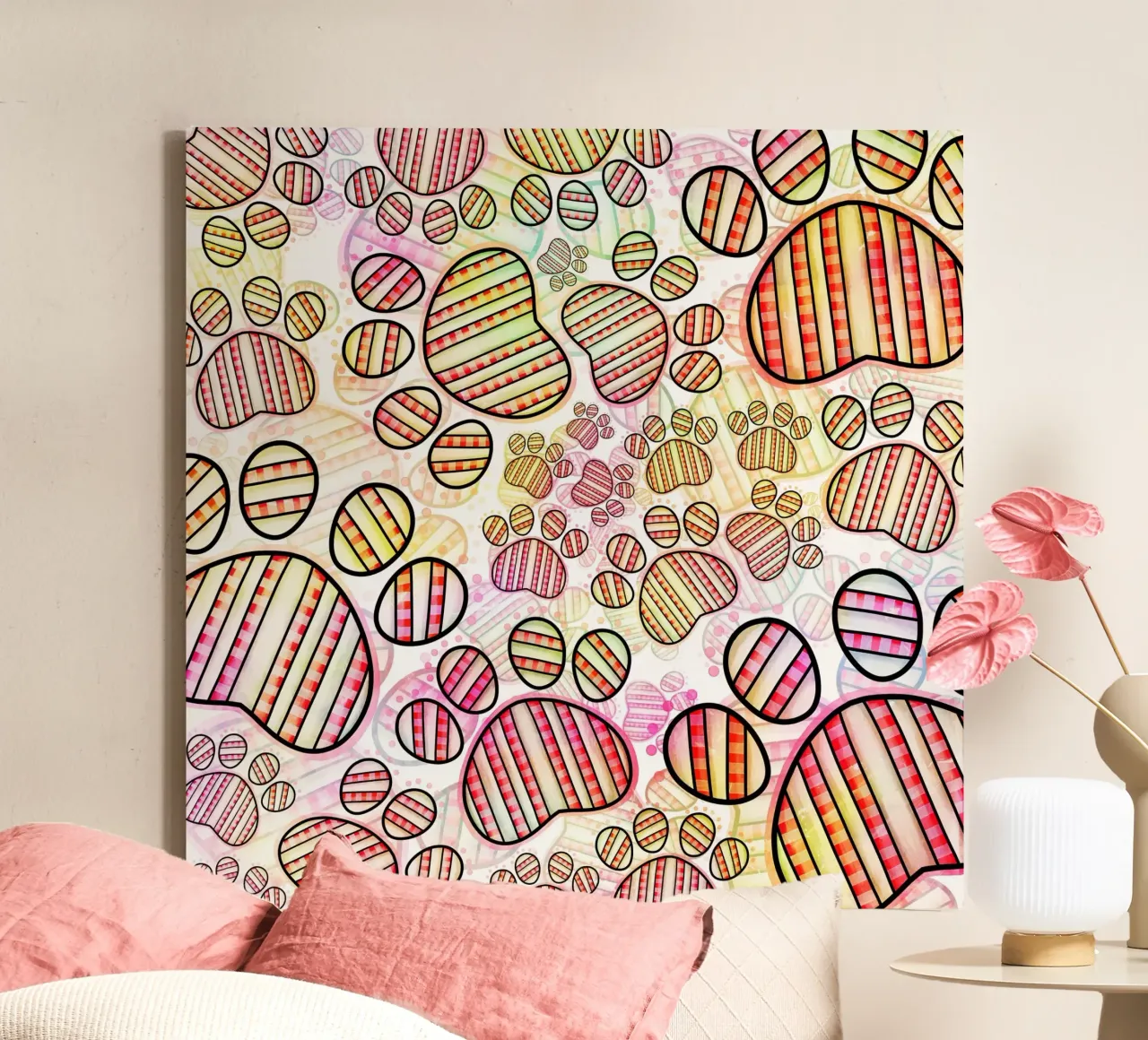 Doodle Paw Print Parade canvas by Happy Littles