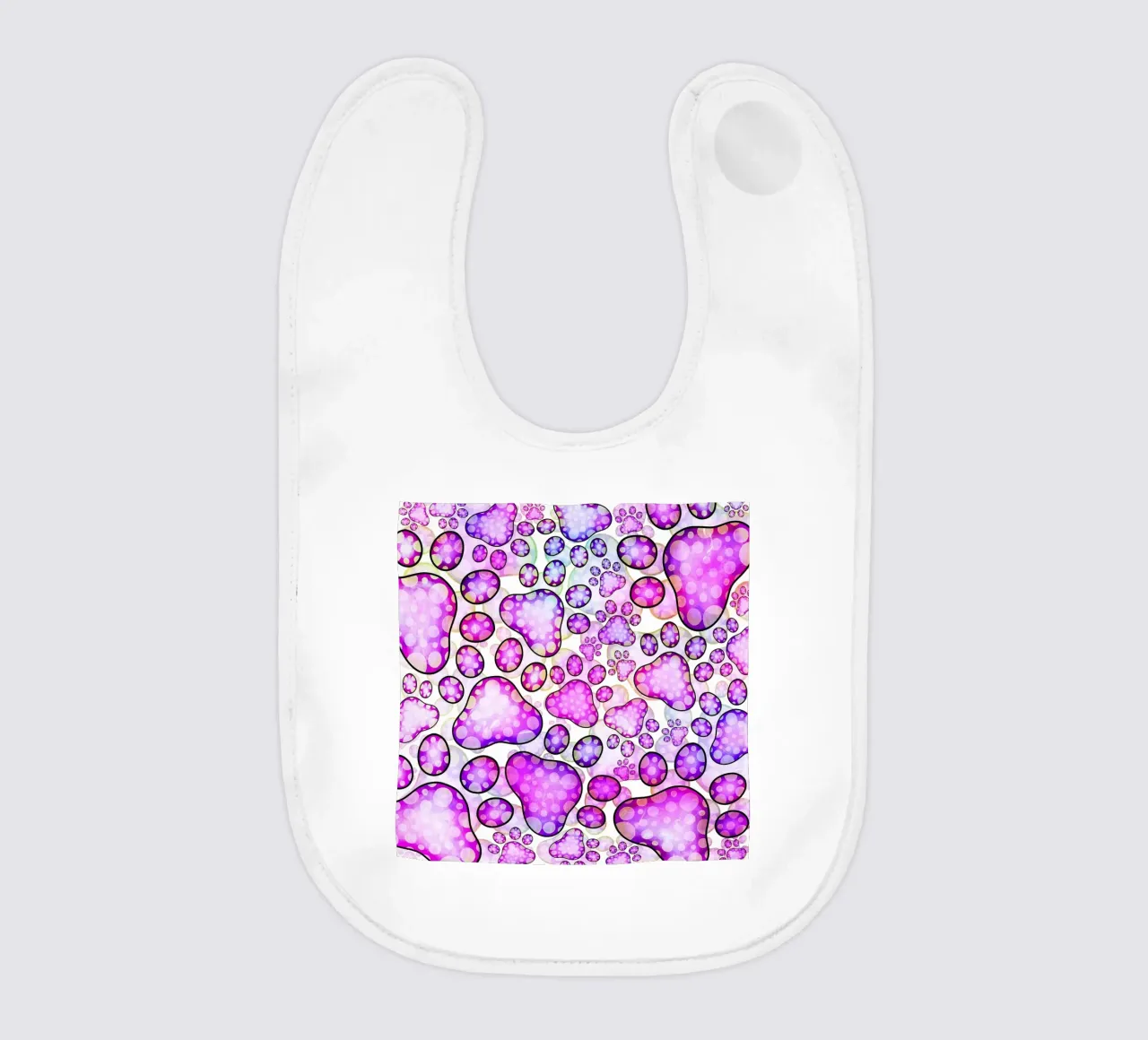 Doodle Paw Print Parade baby bib by Happy Littles