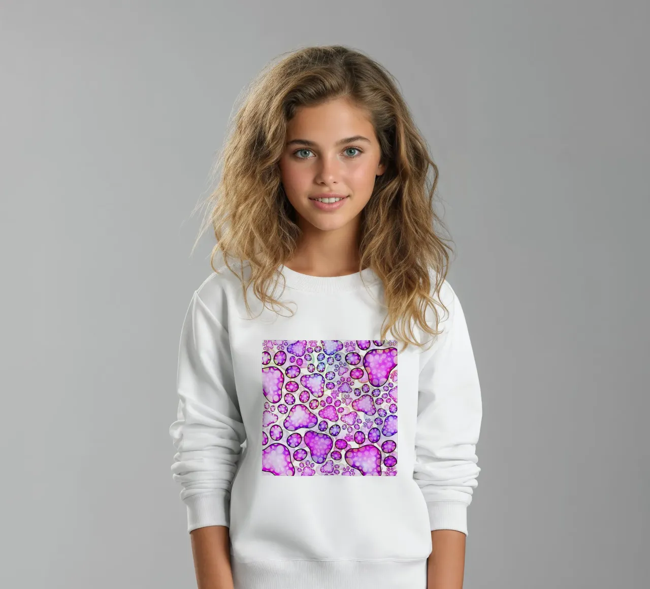 Doodle Paw Print Parade kids sweatshirt by Happy Littles