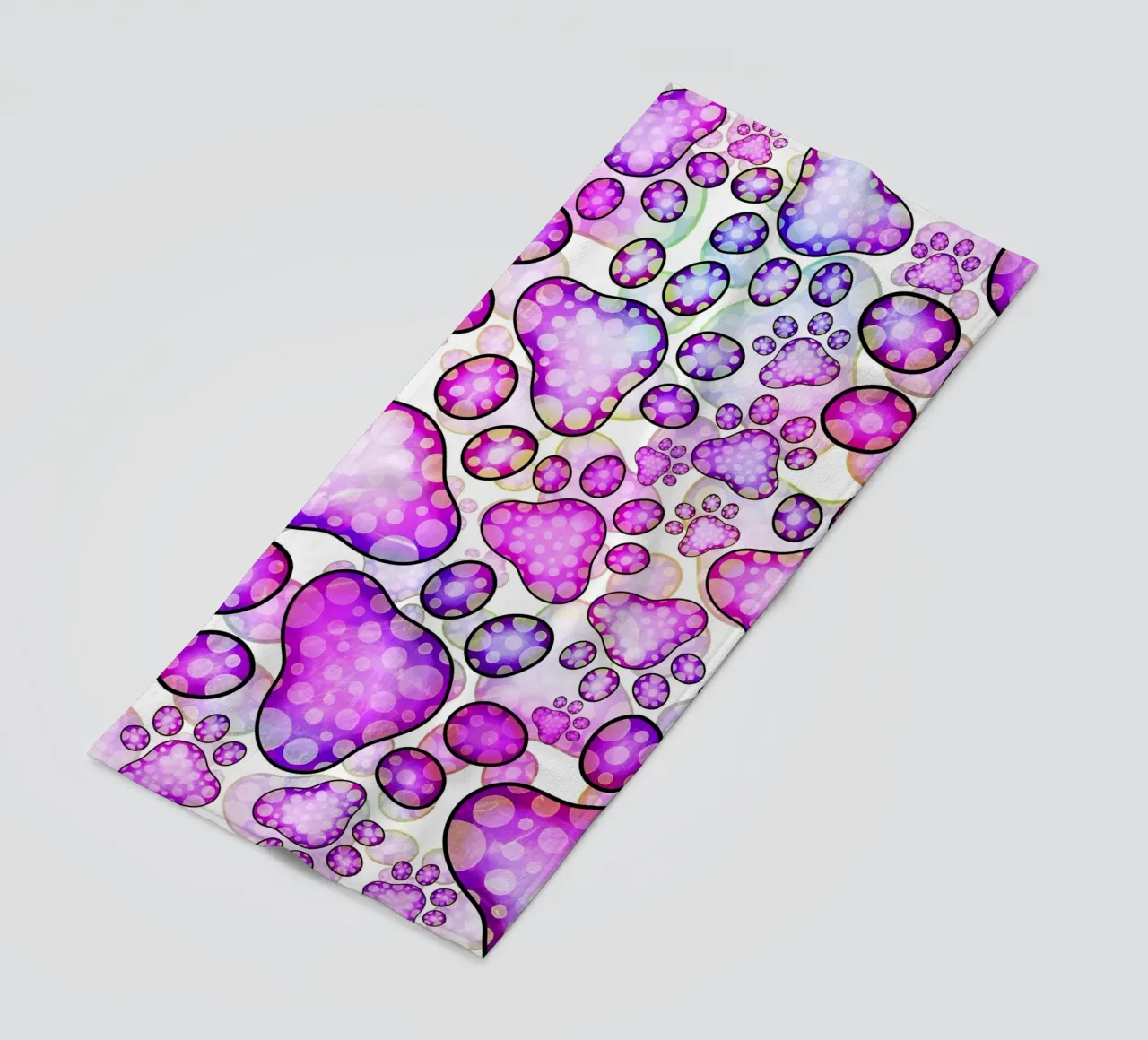 Doodle Paw Print Parade beach towel by Happy Littles