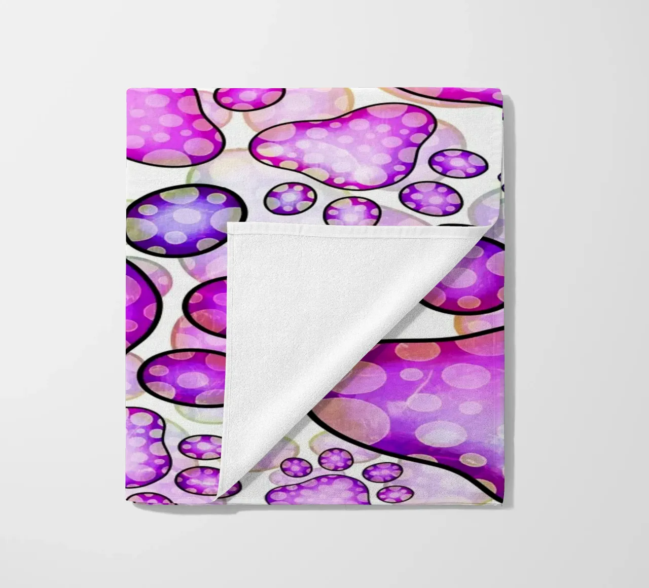 Doodle Paw Print Parade beach towel by Happy Littles