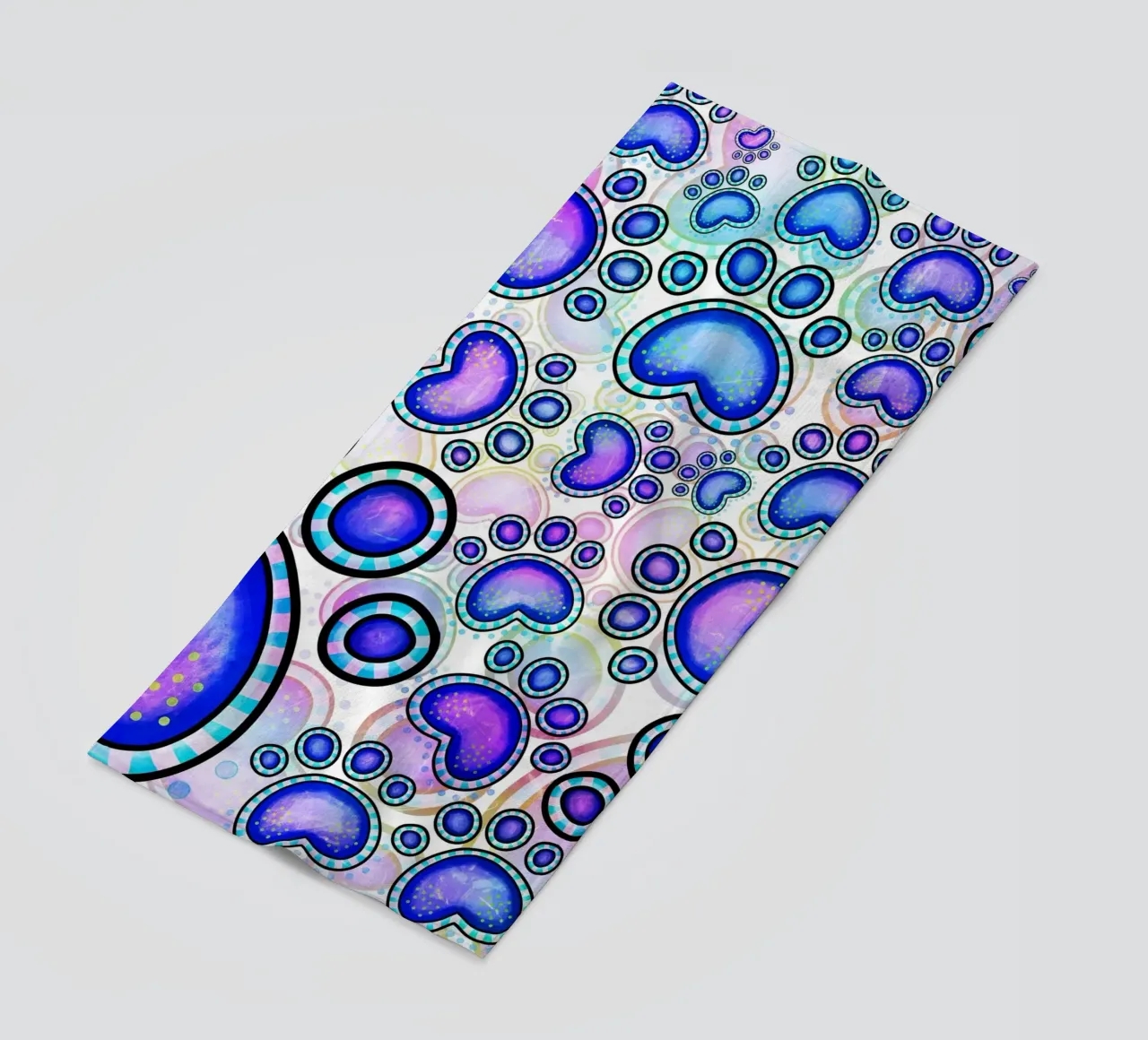 Doodle Paw Print Parade beach towel by Happy Littles