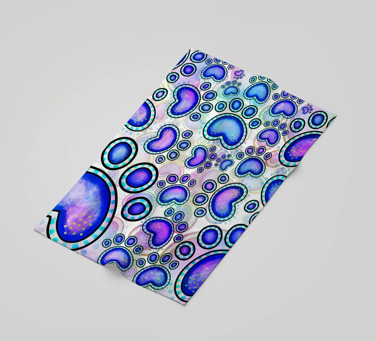 Doodle Paw Print Parade beach towel by Happy Littles