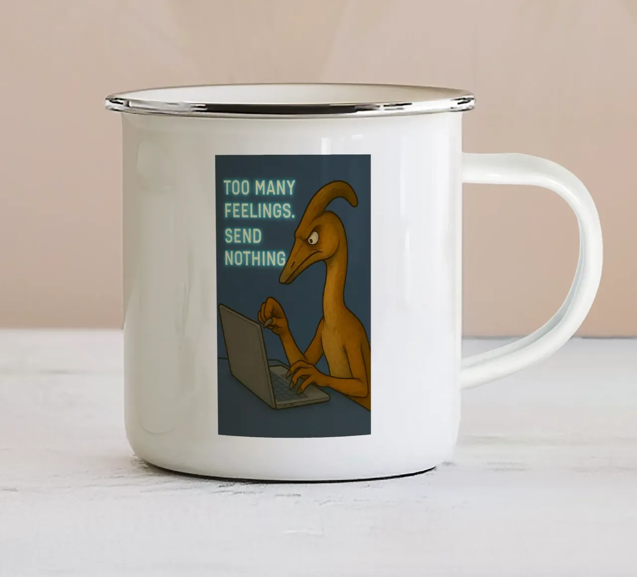 Funny Struthiomimus Meme tazza in smalto da Funny Humor Art