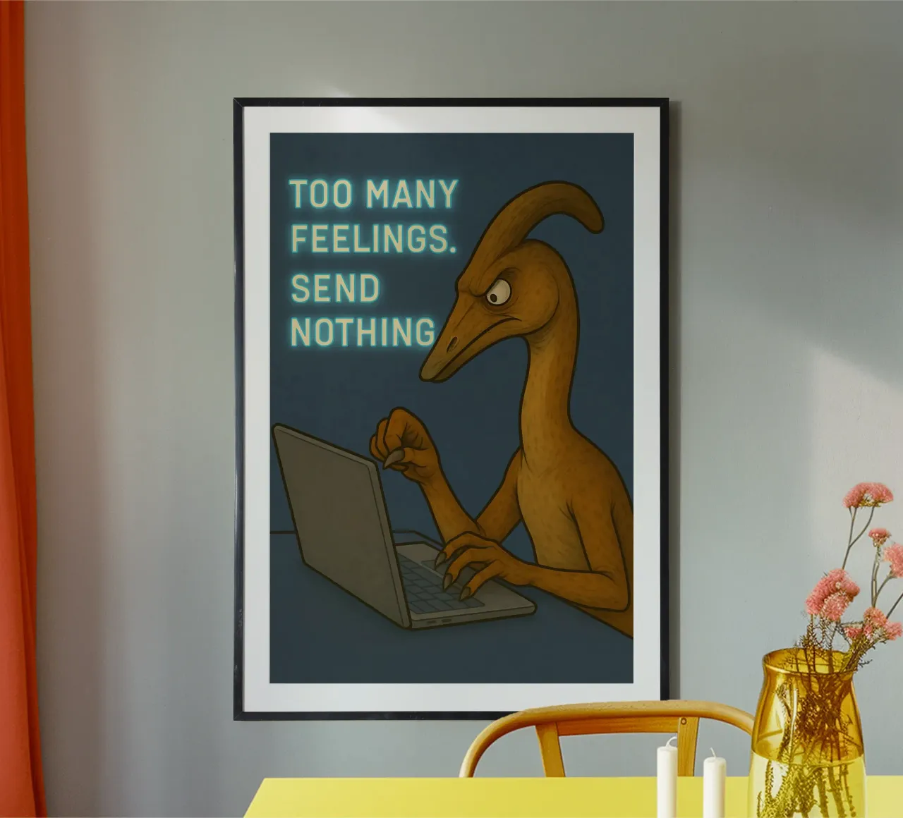 Funny Struthiomimus Meme poster con telaio in plastica da Funny Humor Art