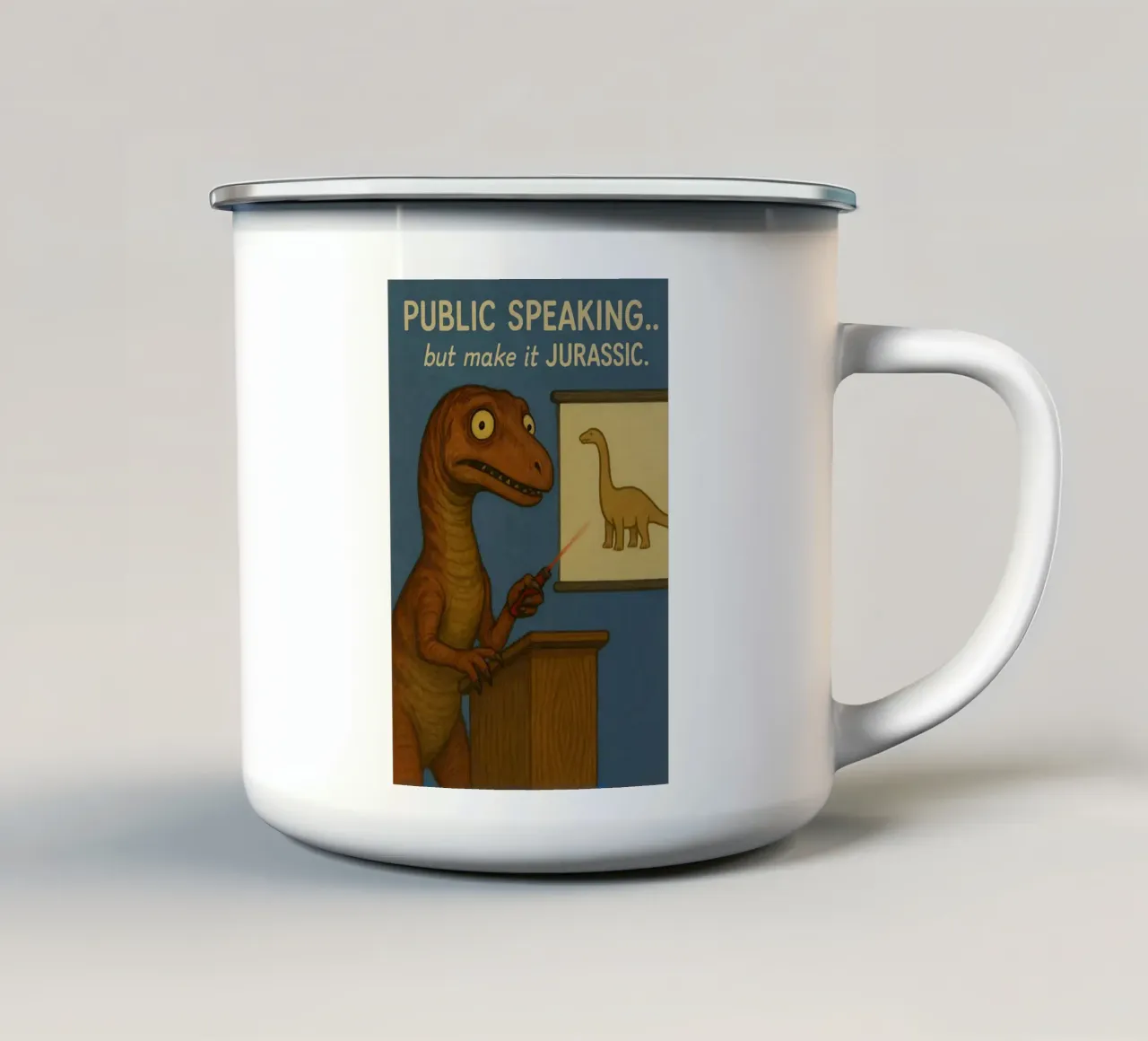 Divertente il meme Massospondylus tazza in smalto da Funny Humor Art