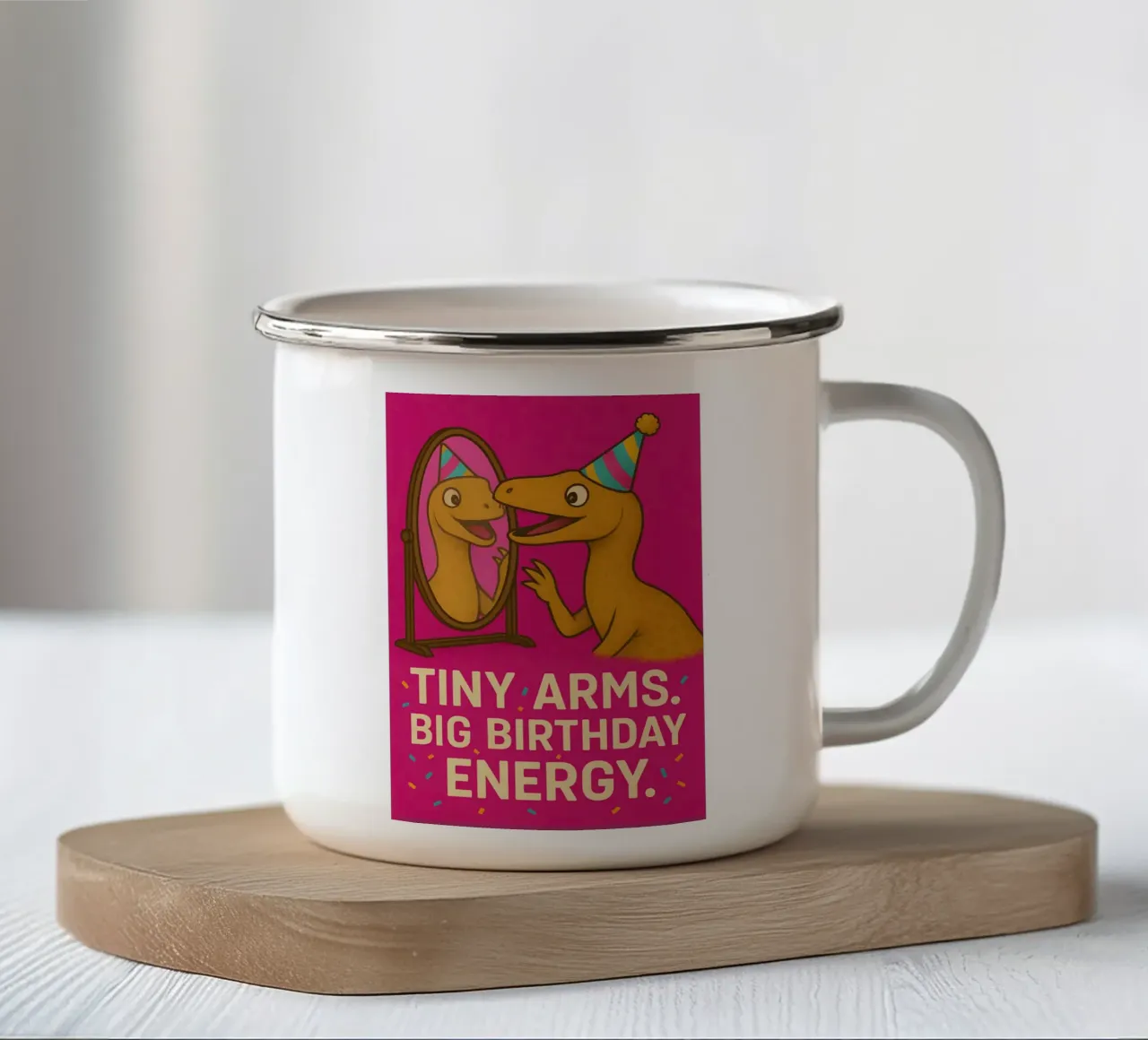 Meme divertente Alvarezsaurus tazza in smalto da Funny Humor Art