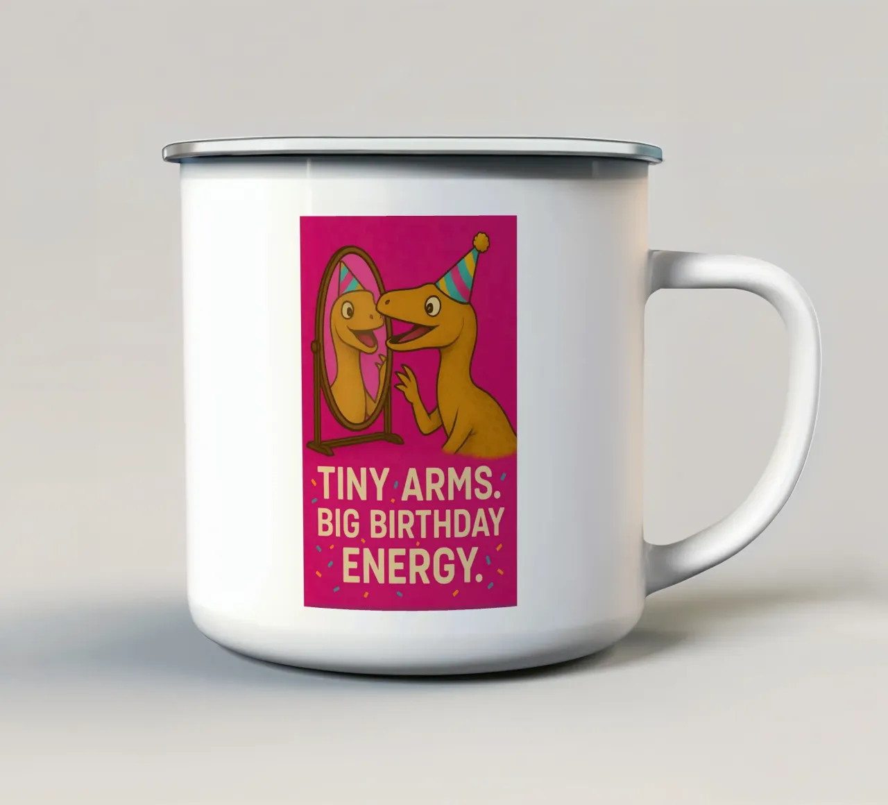 Meme divertente Alvarezsaurus tazza in smalto da Funny Humor Art
