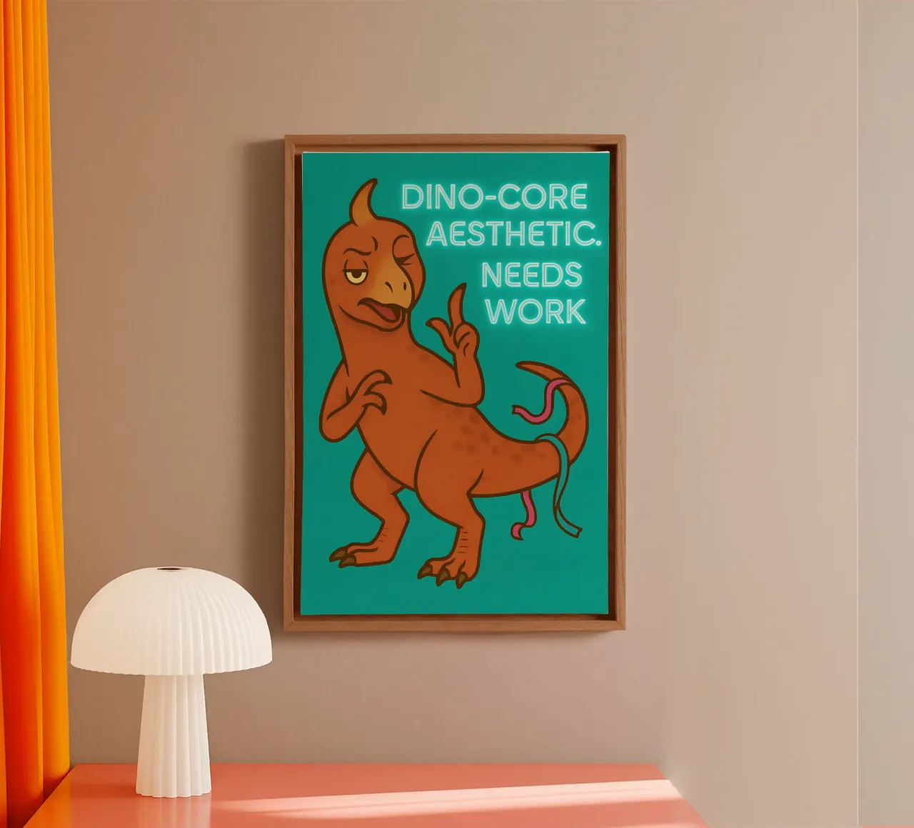 Funny Theropod Meme canvas with Floater frame by Funny Humor Art