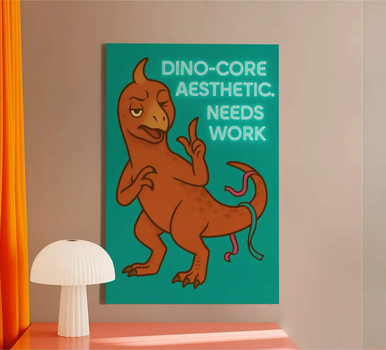 Funny Theropod Meme canvas with Floater frame by Funny Humor Art