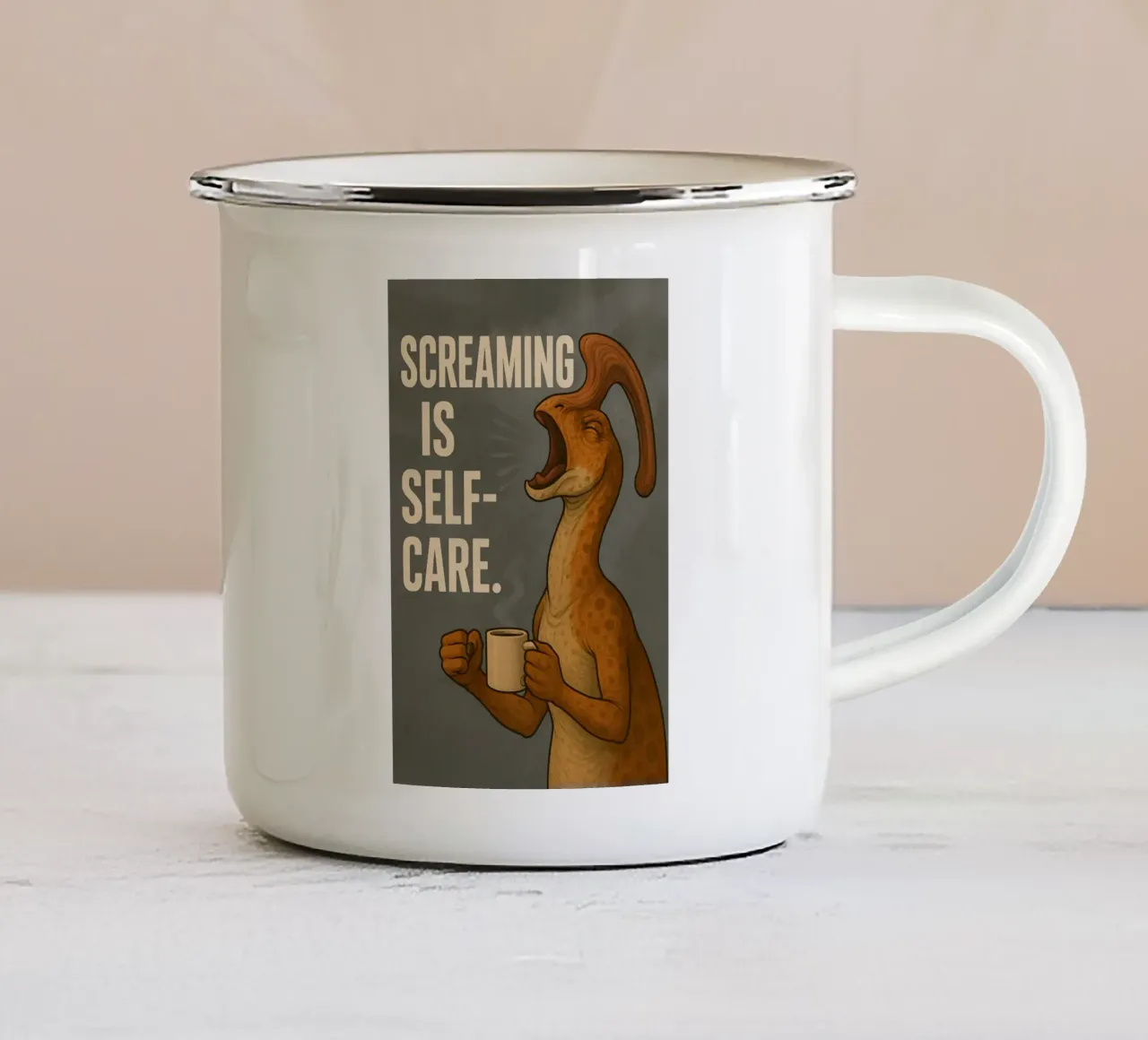 Grappige Charonosaurus Meme emaille mok van Funny Humor Art