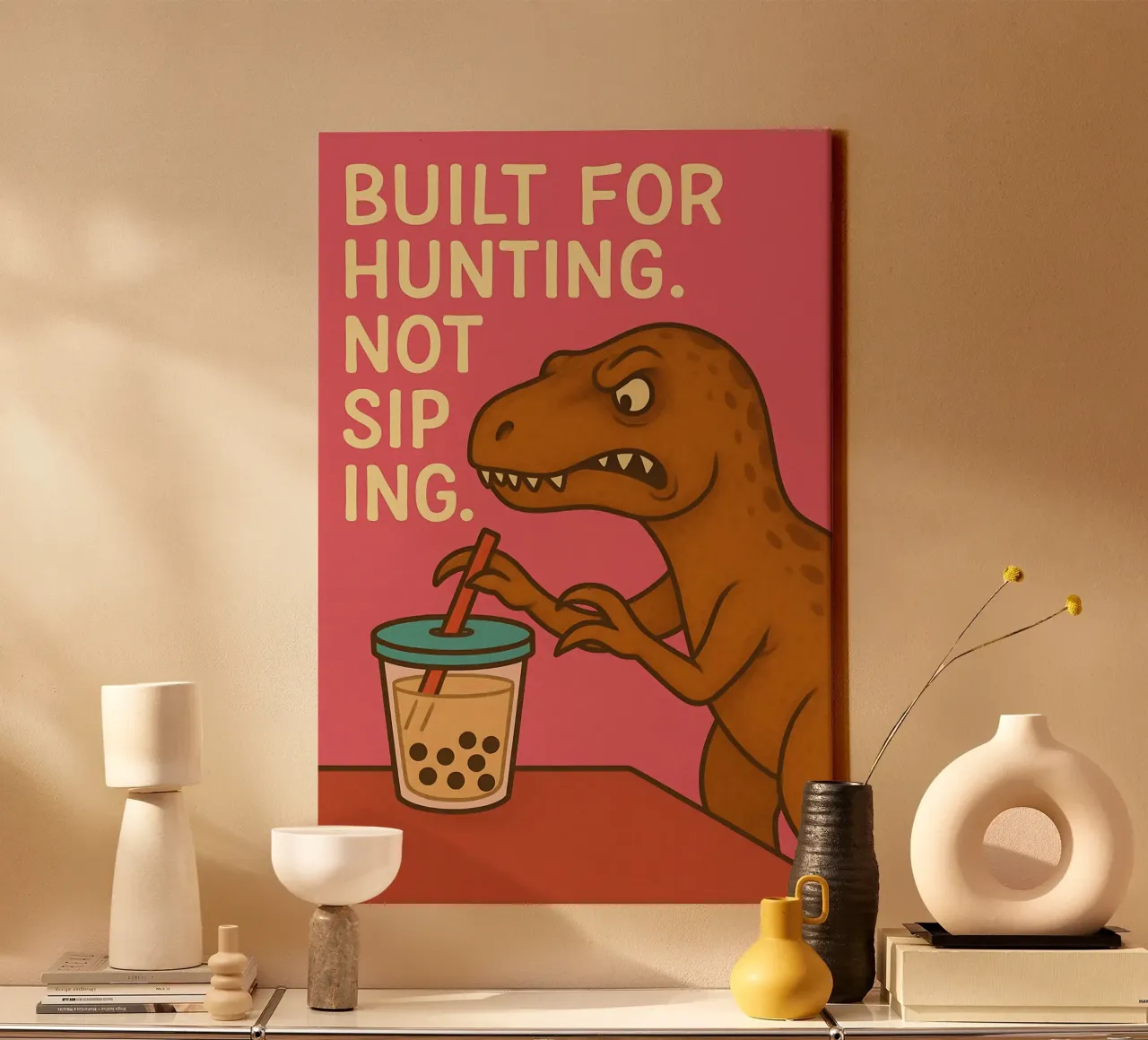 Funny Torvosaurus meme canvas with Floater frame by Funny Humor Art
