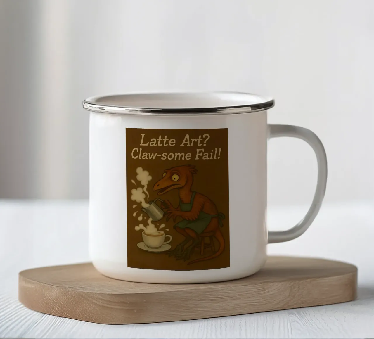 Meme divertente di Chirostenotes tazza in smalto da Funny Humor Art