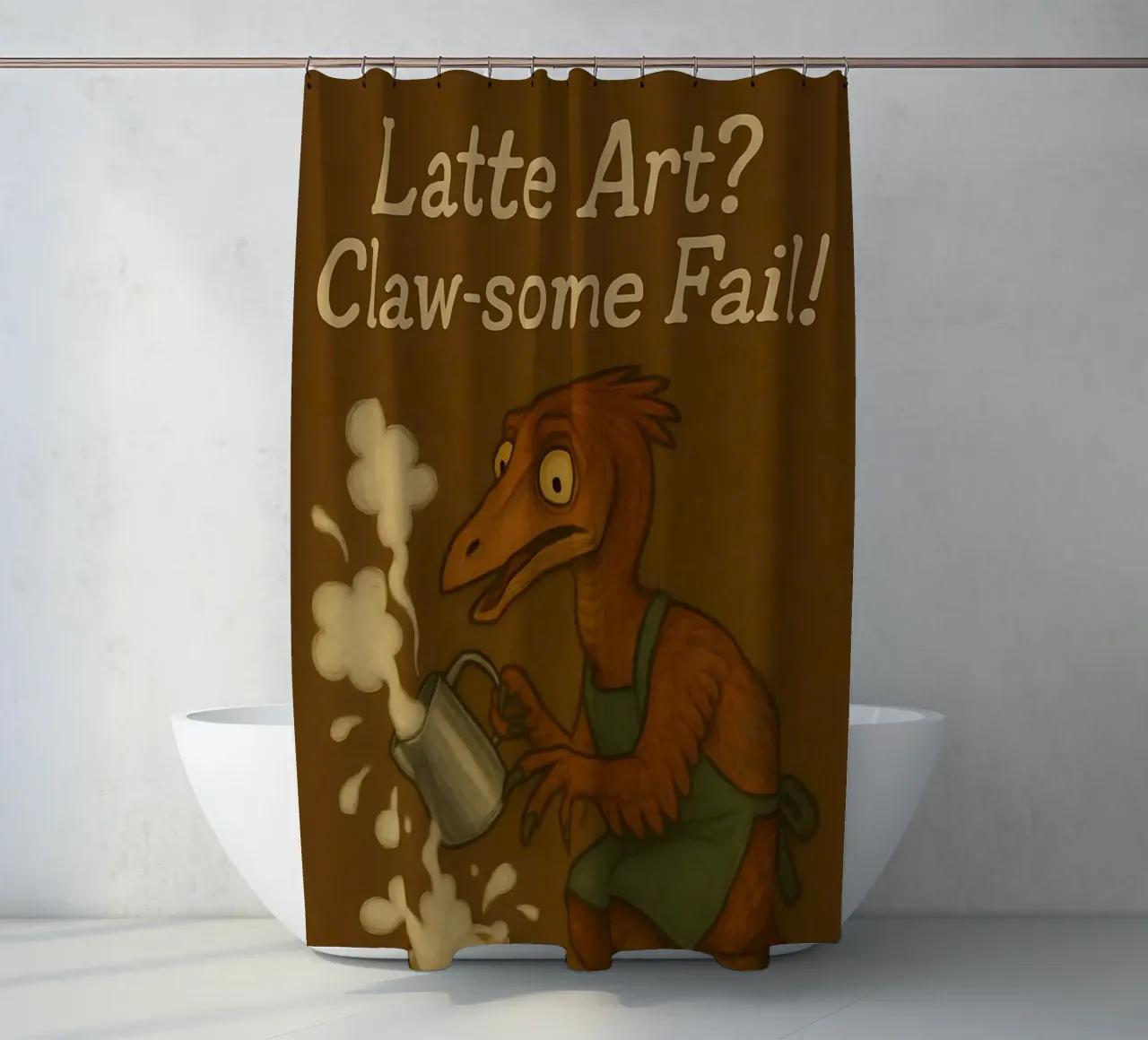 Funny Chirostenotes meme shower curtain by Funny Humor Art