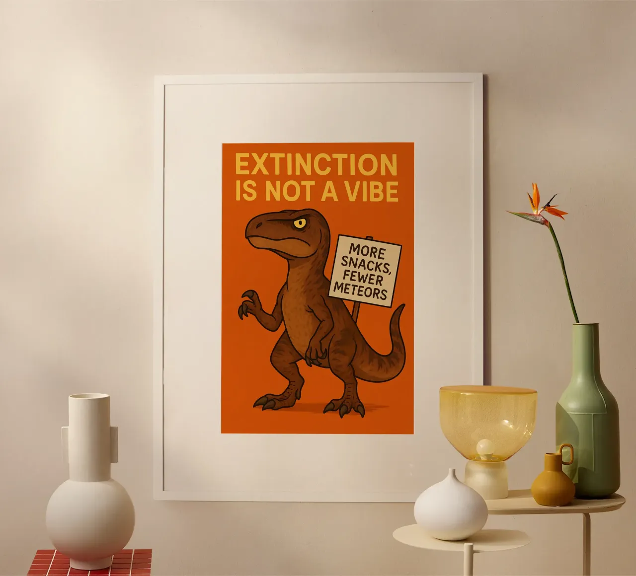Meme divertente Xenotarsosaurus poster con telaio in alluminio da Funny Humor Art