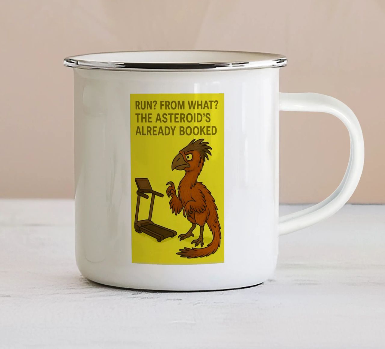 Funny Gigantoraptor Meme tazza in smalto da Funny Humor Art