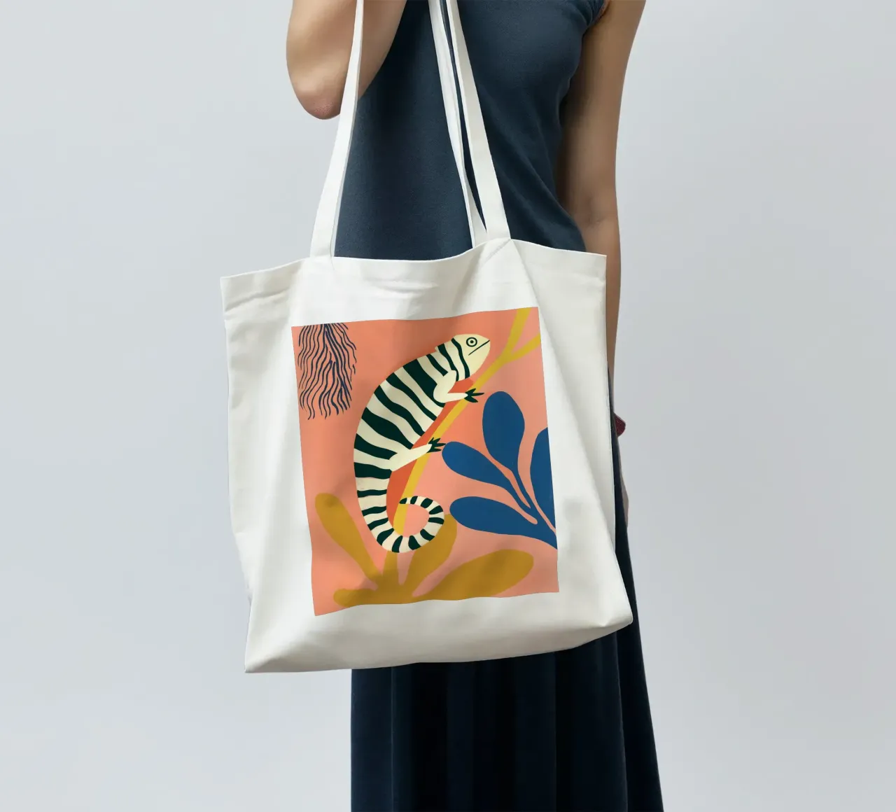 Zebra Chameleon | Naive Painting tote bag by Autofocus