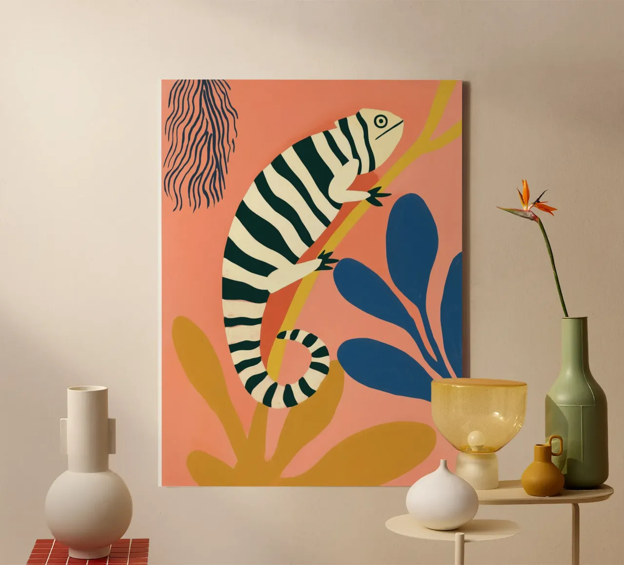 Zebra Chameleon | Naive Painting canvas by Autofocus