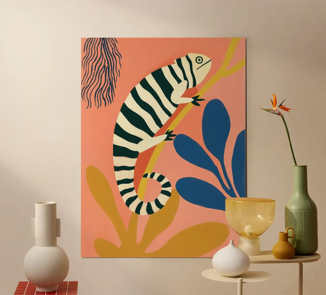 Zebra Camaleonte | Pittura naif carta hahnemühle da Autofocus
