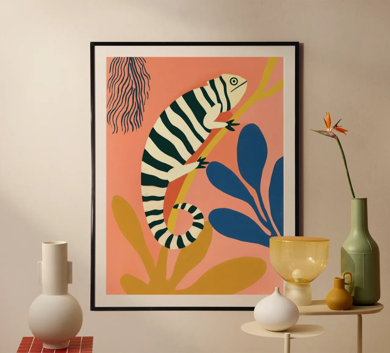Zebra Camaleonte | Pittura naif carta hahnemühle da Autofocus