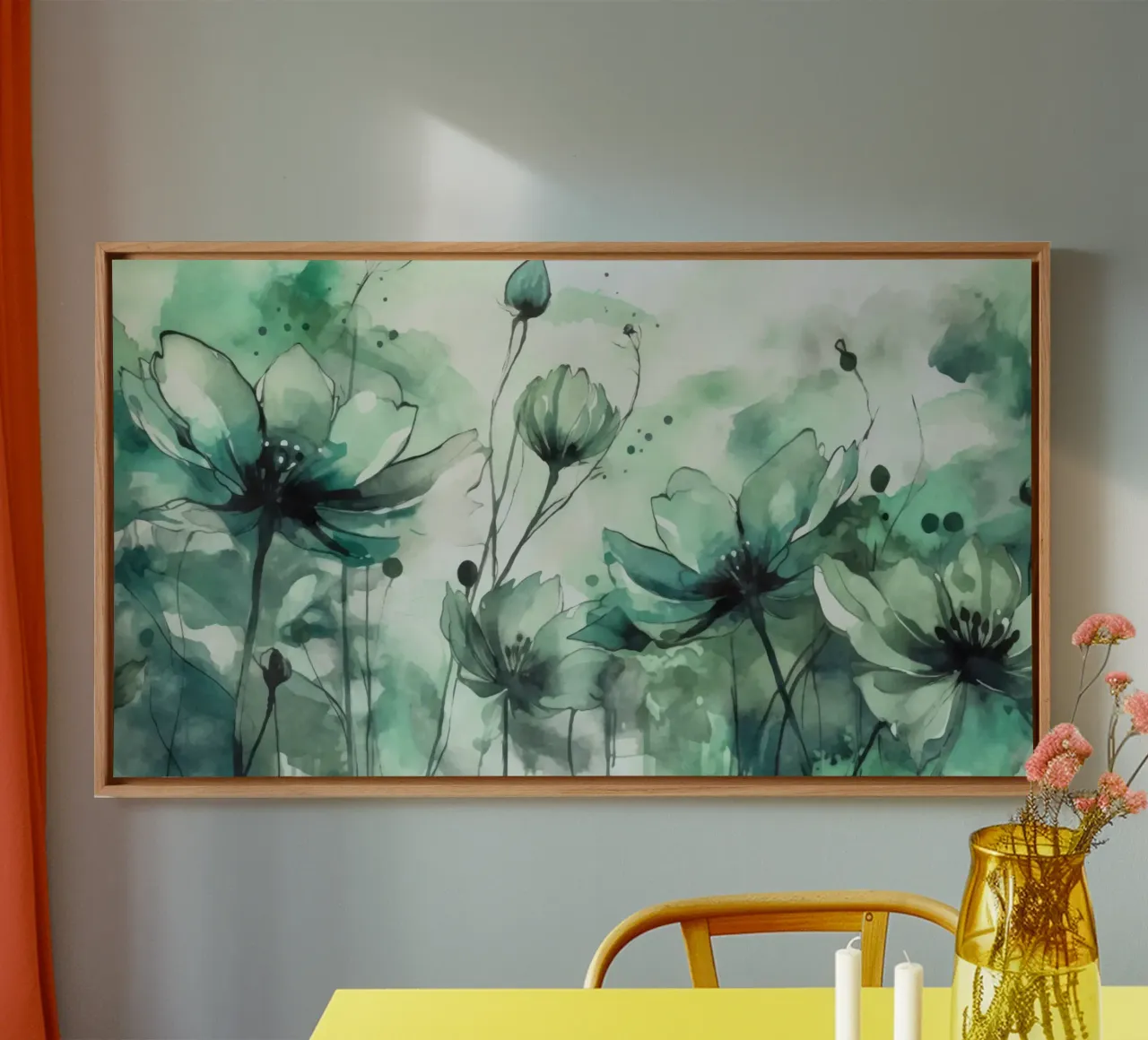 Groene voorjaarsweide los aquarel canvas met Baklijst van Andrea Haase Floral Passion