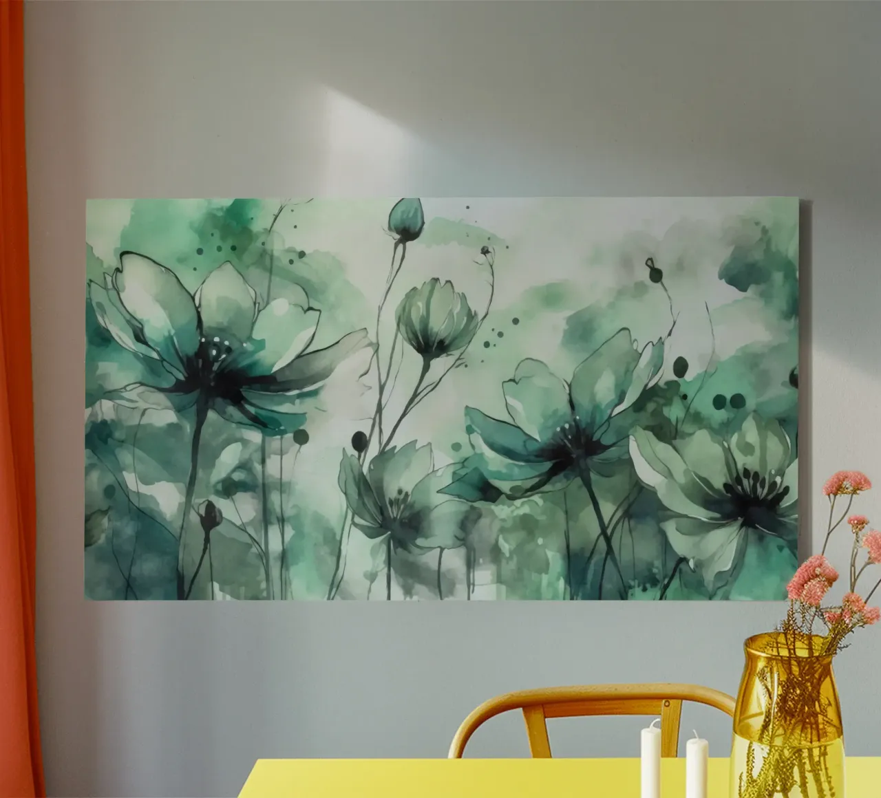 Groene voorjaarsweide los aquarel canvas met Baklijst van Andrea Haase Floral Passion