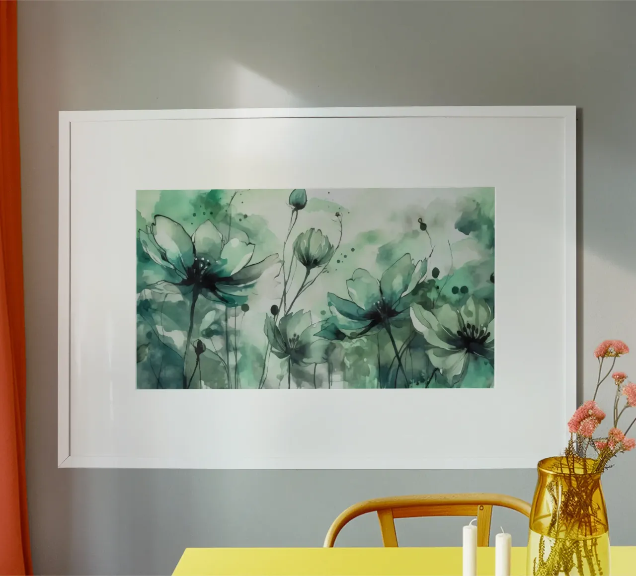 Prato verde di primavera acquerello sciolto poster con telaio in legno da Andrea Haase Floral Passion