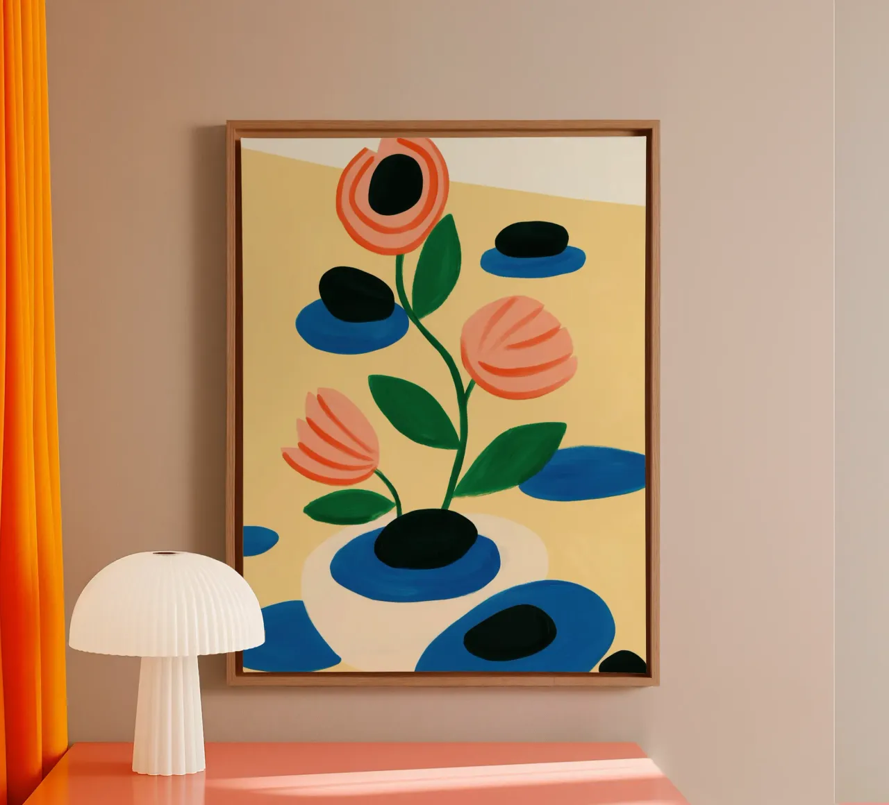 The path through the Zen garden | Meditative painting canvas with Floater frame by Autofocus
