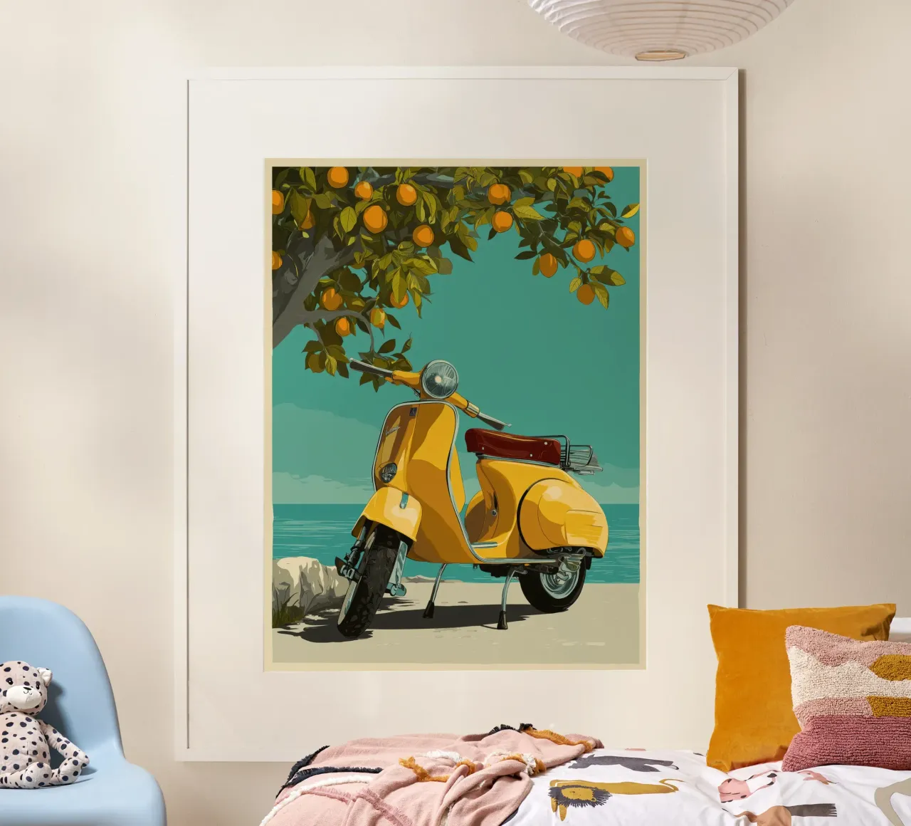 Scooter poster con telaio in legno da Imagine