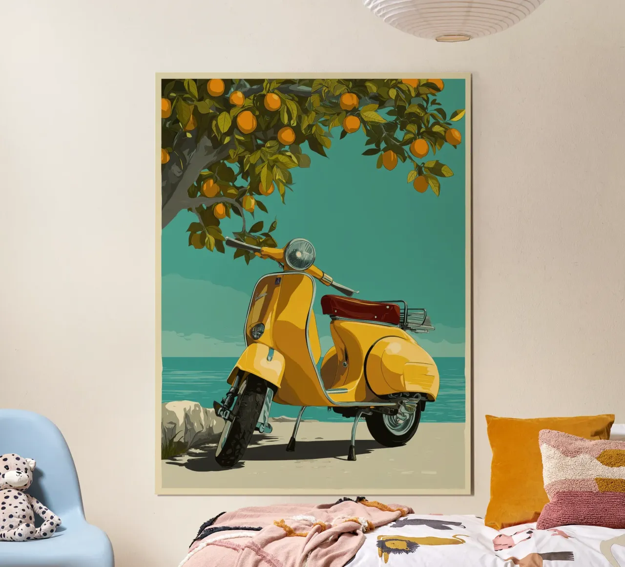 Scooter poster con telaio in legno da Imagine