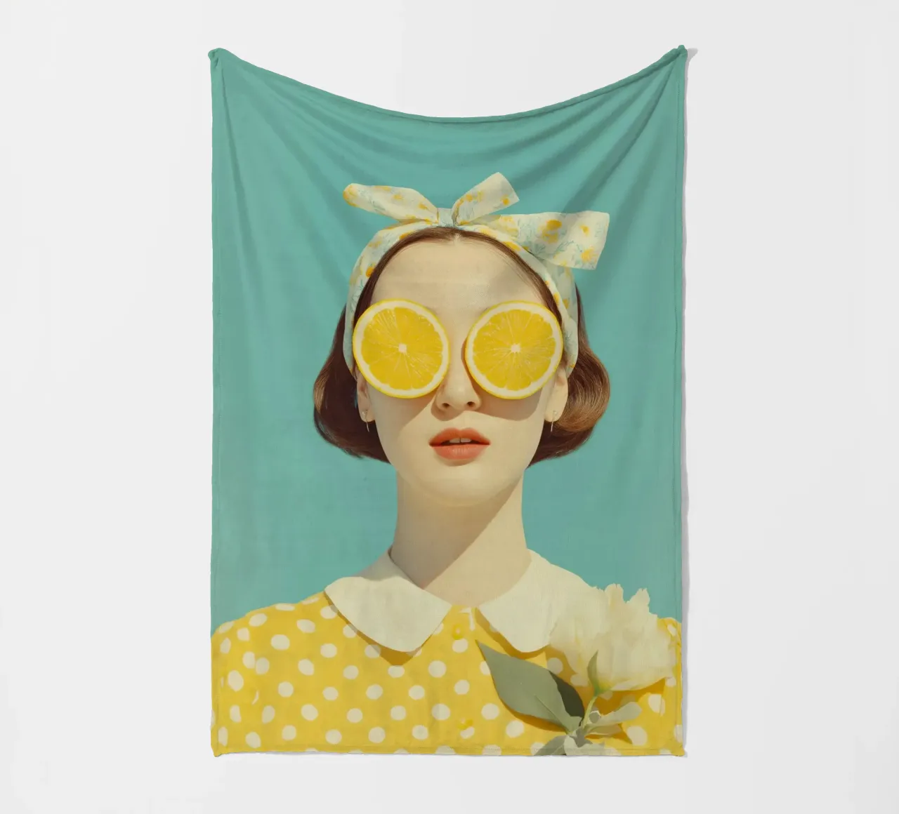 Ritratto femminile con limone coperta in pile da Imagine