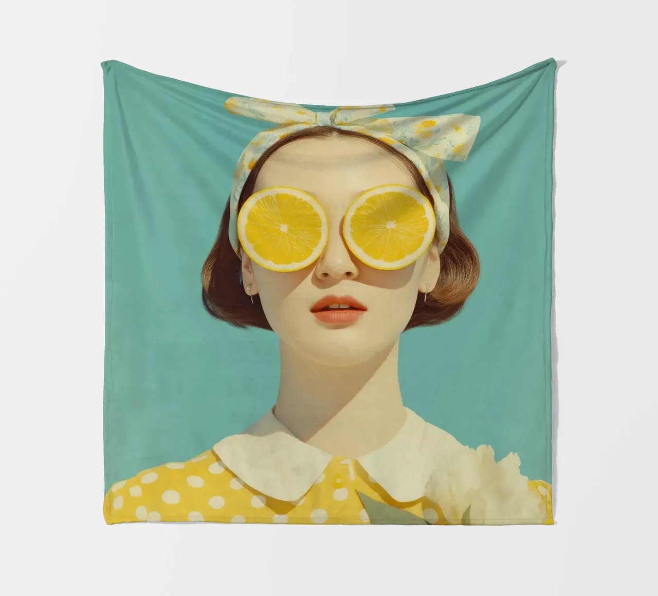 Ritratto femminile con limone coperta in pile da Imagine