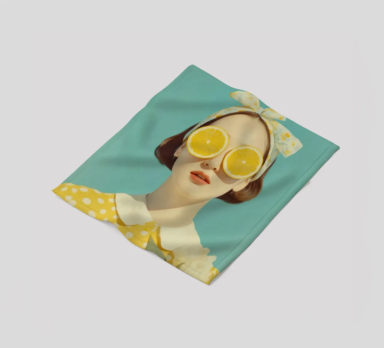 Ritratto femminile con limone coperta in pile da Imagine