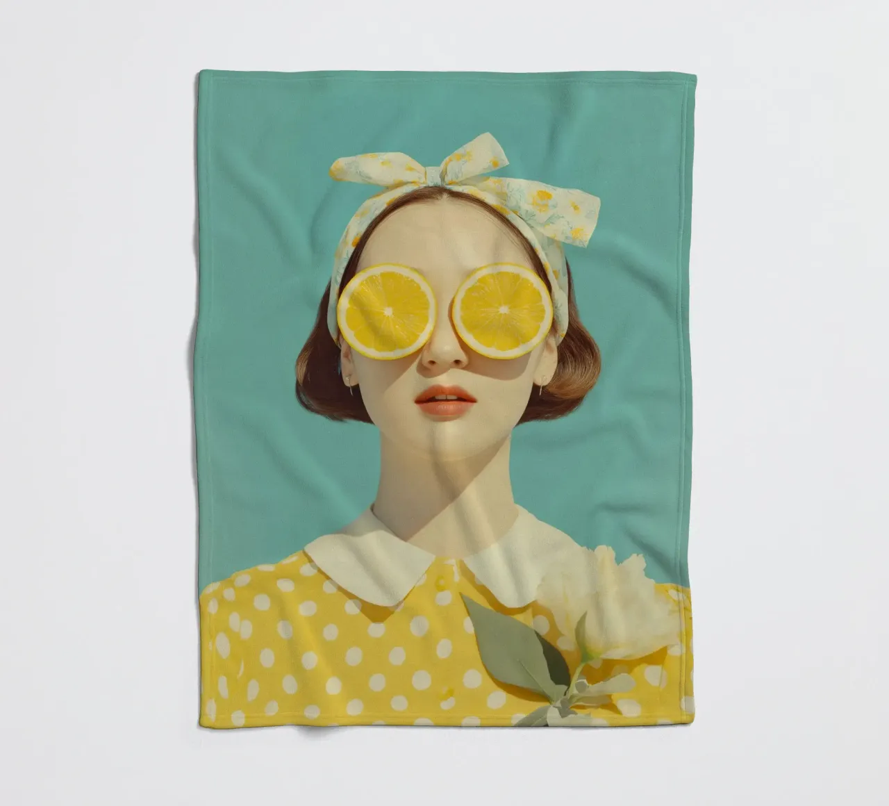 Ritratto femminile con limone coperta in pile da Imagine