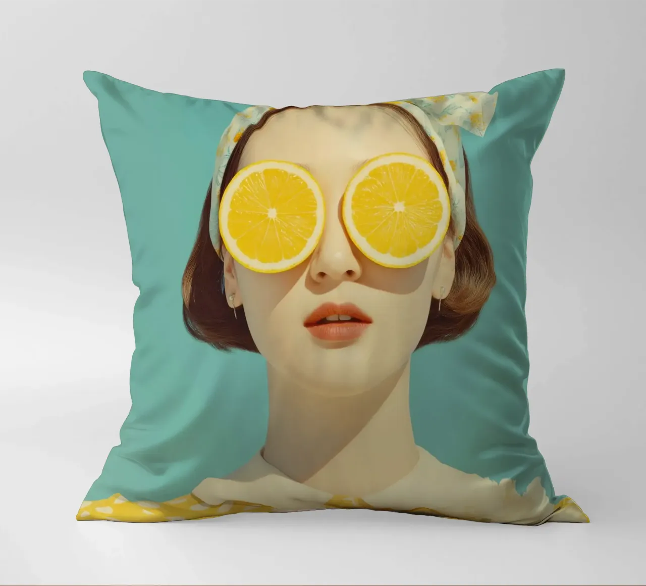 Ritratto femminile con limone cuscino da Imagine