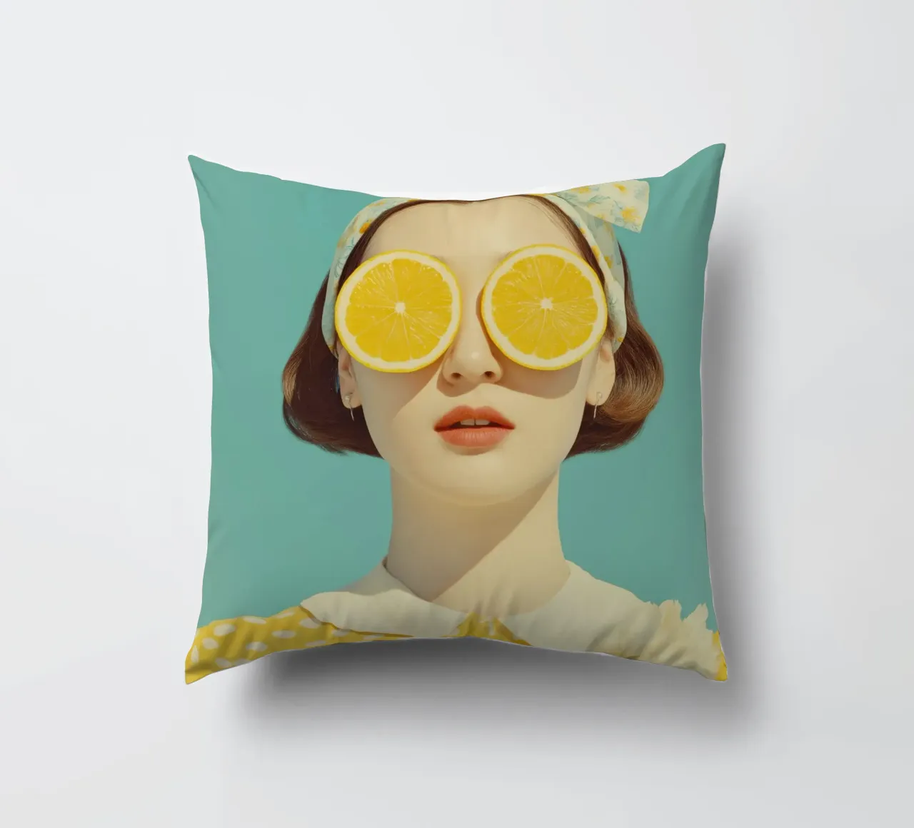 Ritratto femminile con limone cuscino da Imagine