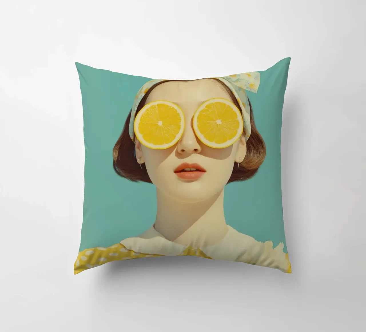 Ritratto femminile con limone cuscino da Imagine