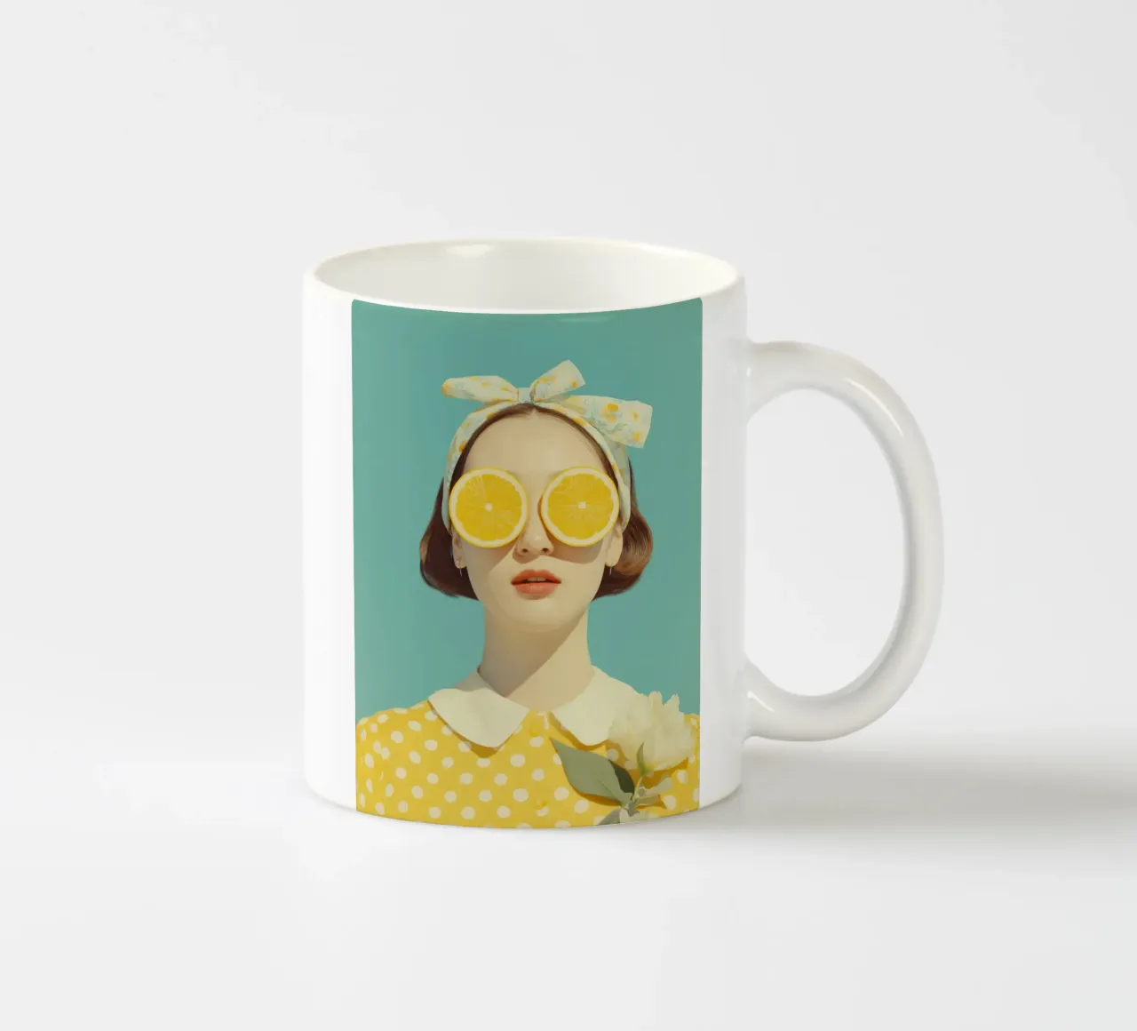 Ritratto femminile con limone tazza in ceramica da Imagine