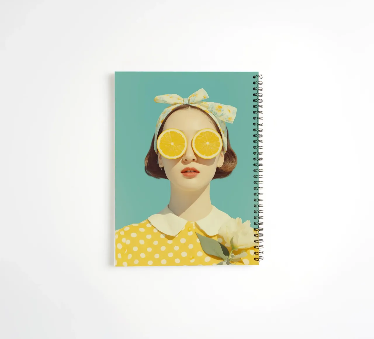 Female portrait with lemon spiral notebook by Imagine