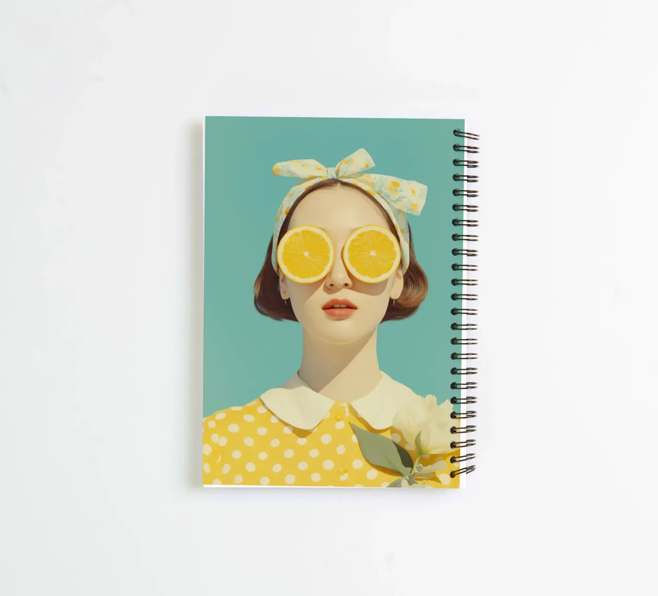 Female portrait with lemon spiral notebook by Imagine