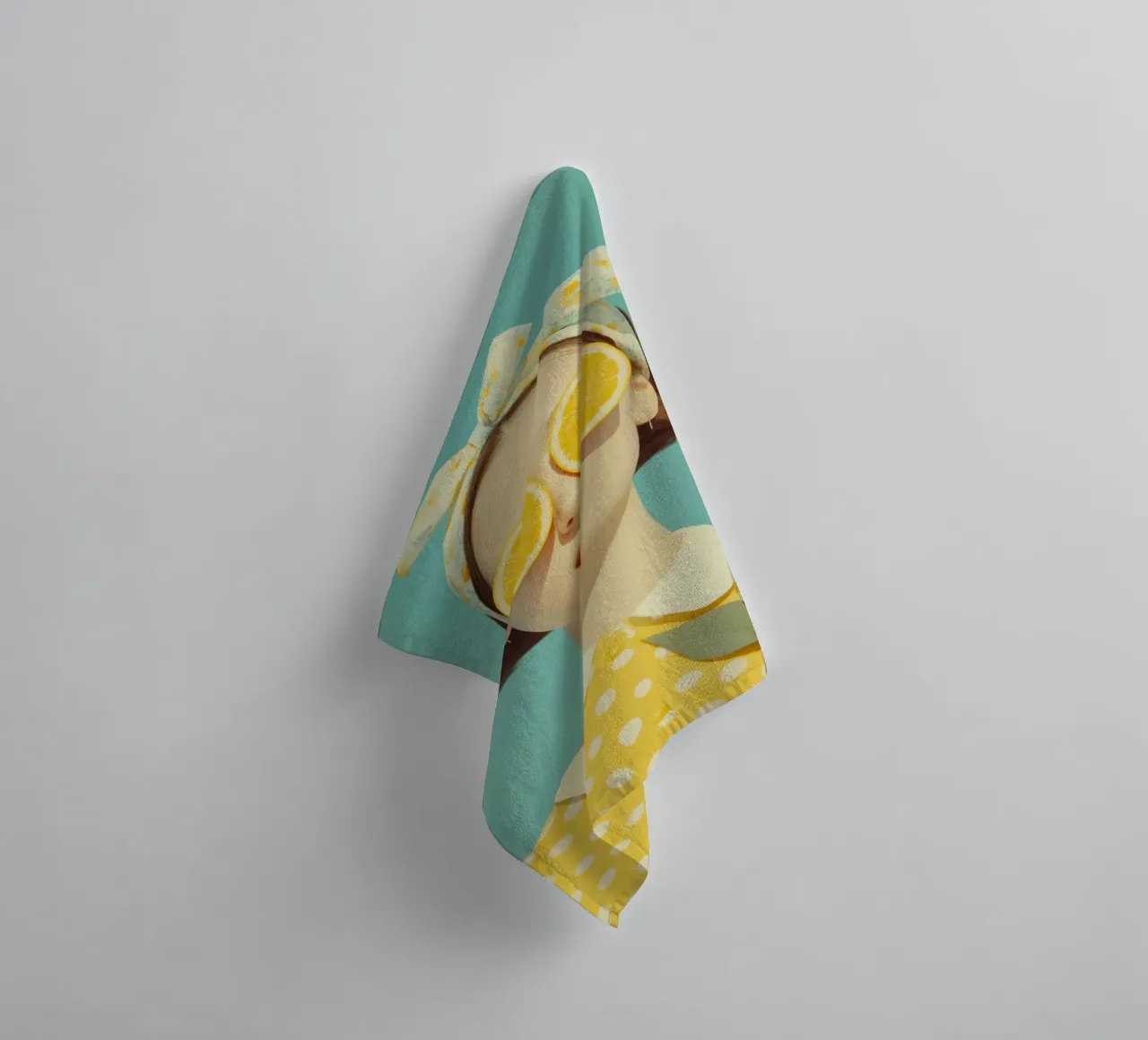 Ritratto femminile con limone asciugamano da bagno da Imagine