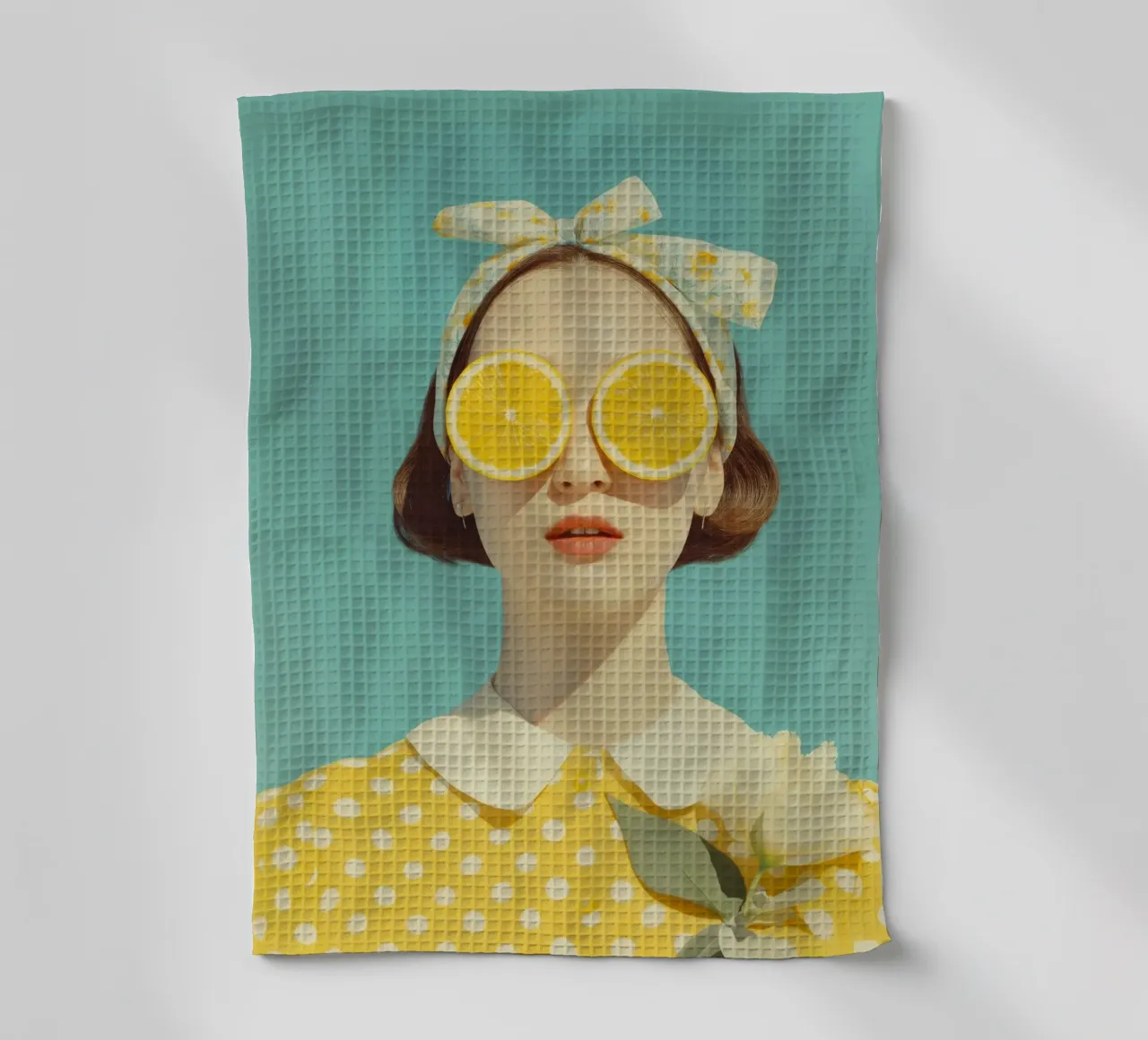 Ritratto femminile con limone canovaccio da cucina da Imagine