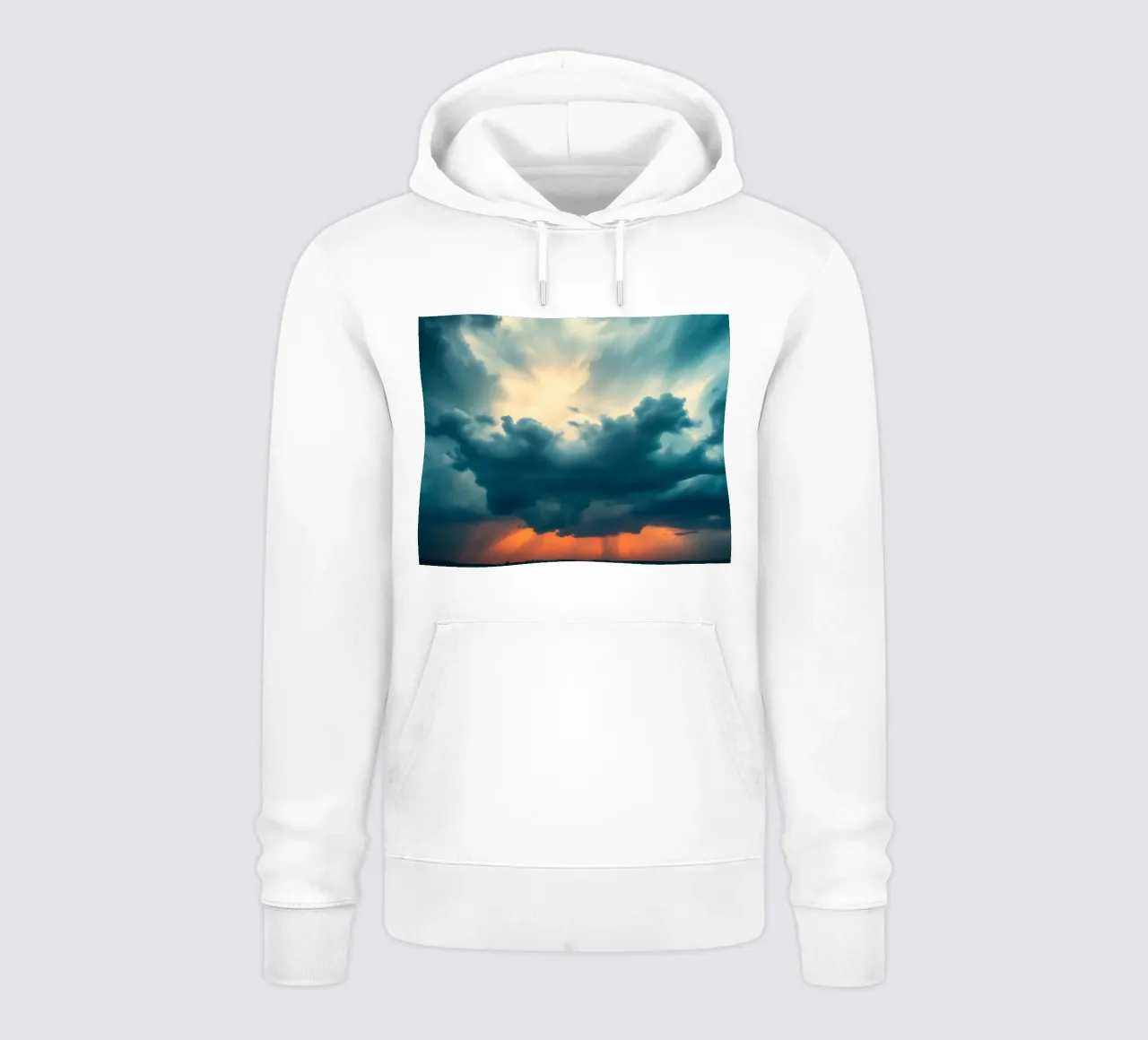 Dramatic sunset sky over open fields with towering clouds hoodie by DesignDoodle