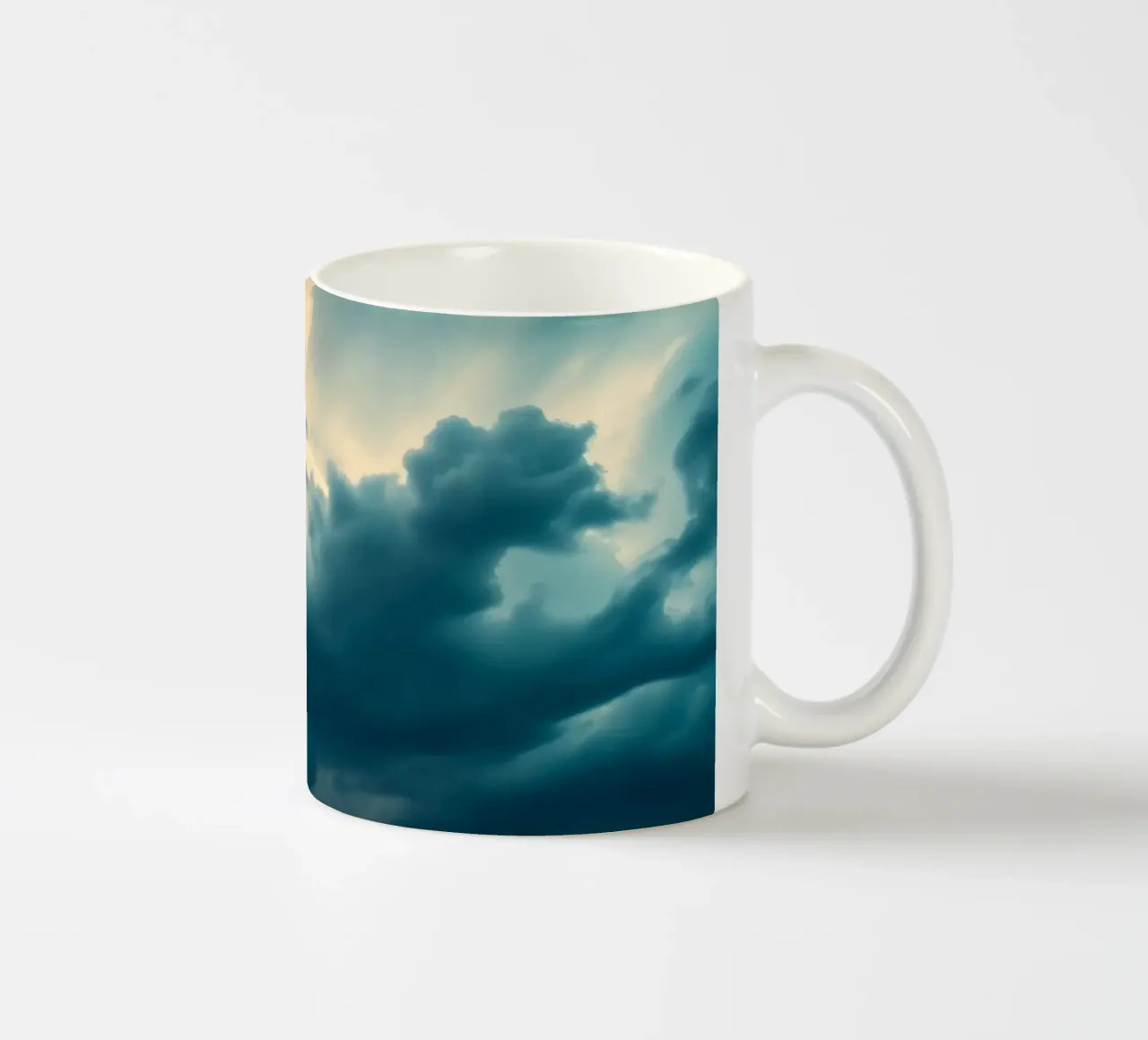 Dramatic sunset sky over open fields with towering clouds ceramic mug by DesignDoodle